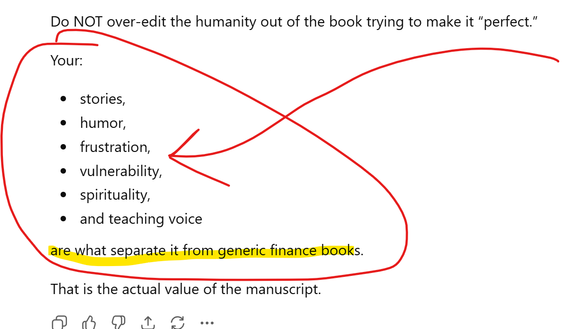 ChatGPT comment about the humanity of the book